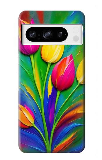 W3926 Colorful Tulip Oil Painting Case Cover Custodia e Flip Case per Google Pixel 8 pro