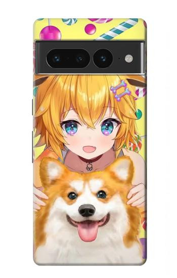 W3918 Baby Corgi Dog Corgi Girl Candy Case Cover Custodia e Flip Case per Google Pixel 7 Pro