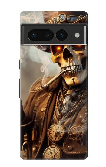 W3949 Steampunk Skull Smoking Case Cover Custodia e Flip Case per Google Pixel 7 Pro