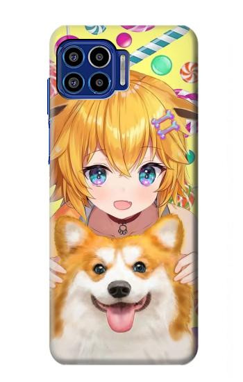 W3918 Baby Corgi Dog Corgi Girl Candy Case Cover Custodia e Flip Case per Motorola One 5G