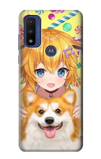 W3918 Baby Corgi Dog Corgi Girl Candy Case Cover Custodia e Flip Case per Motorola G Pure