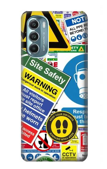 W3960 Safety Signs Sticker Collage Case Cover Custodia e Flip Case per Motorola Moto G Stylus 5G (2022)