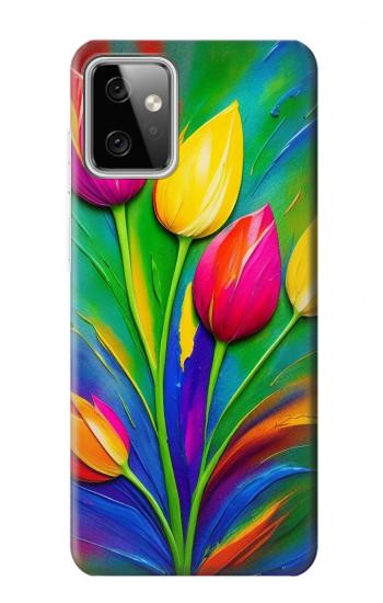 W3926 Colorful Tulip Oil Painting Case Cover Custodia e Flip Case per Motorola Moto G Power (2023) 5G