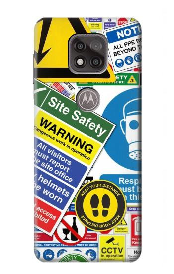 W3960 Safety Signs Sticker Collage Case Cover Custodia e Flip Case per Motorola Moto G Power (2021)