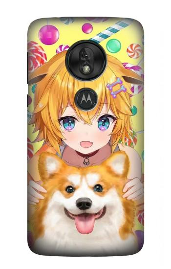 W3918 Baby Corgi Dog Corgi Girl Candy Case Cover Custodia e Flip Case per Motorola Moto G7 Power