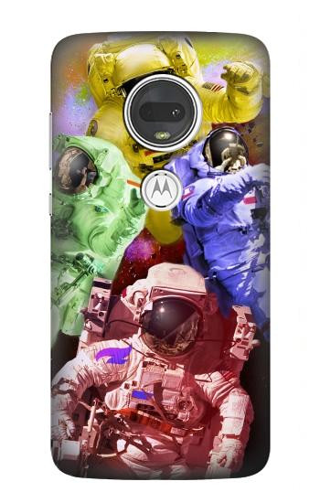 W3914 Colorful Nebula Astronaut Suit Galaxy Case Cover Custodia e Flip Case per Motorola Moto G7, Moto G7 Plus