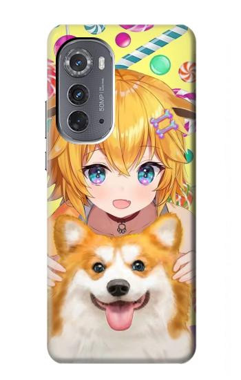 W3918 Baby Corgi Dog Corgi Girl Candy Case Cover Custodia e Flip Case per Motorola Edge (2022)
