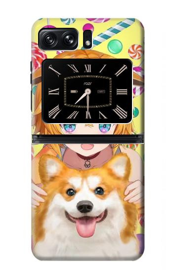 W3918 Baby Corgi Dog Corgi Girl Candy Case Cover Custodia e Flip Case per Motorola Moto Razr 2022