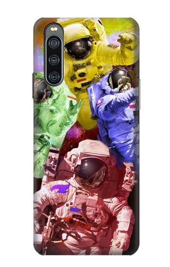 W3914 Colorful Nebula Astronaut Suit Galaxy Case Cover Custodia e Flip Case per Sony Xperia 10 IV