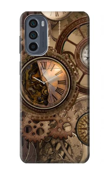 W3927 Compass Clock Gage Steampunk Case Cover Custodia e Flip Case per Motorola Moto G62 5G