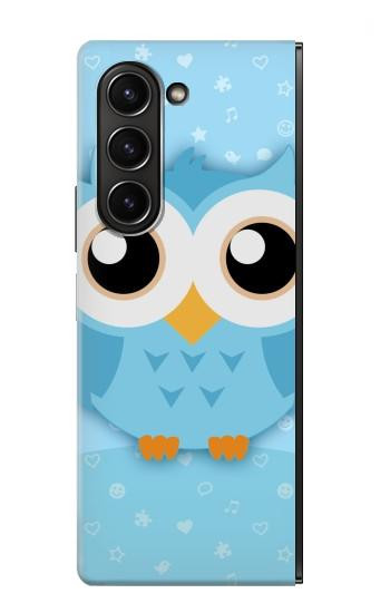 W3029 Cute Blue Owl Case Cover Custodia e Flip Case per Samsung Galaxy Z Fold 5