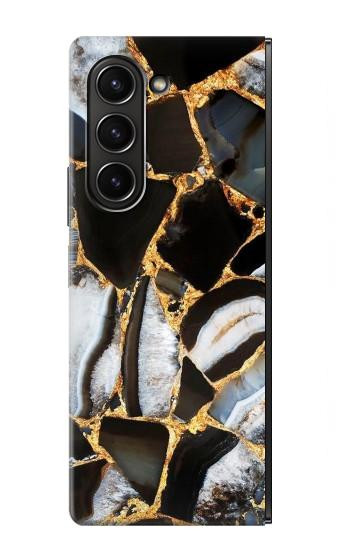 W3419 Gold Marble Graphic Print Case Cover Custodia e Flip Case per Samsung Galaxy Z Fold 5