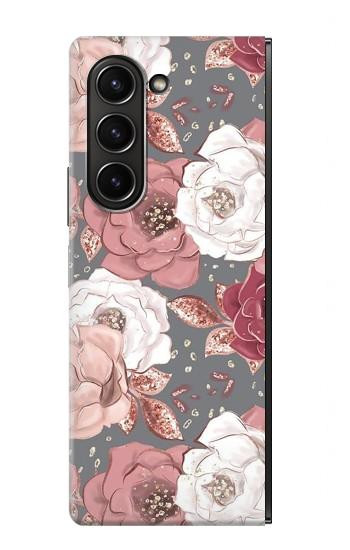 W3716 Rose Floral Pattern Case Cover Custodia e Flip Case per Samsung Galaxy Z Fold 5