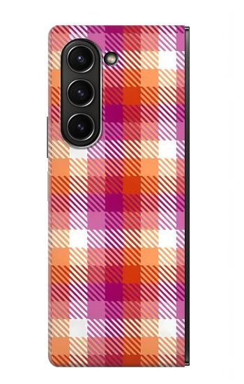 W3941 LGBT Lesbian Pride Flag Plaid Case Cover Custodia e Flip Case per Samsung Galaxy Z Fold 5