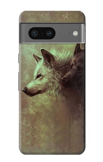 W0931 White Black Wolf Case Cover Custodia e Flip Case per Google Pixel 7a