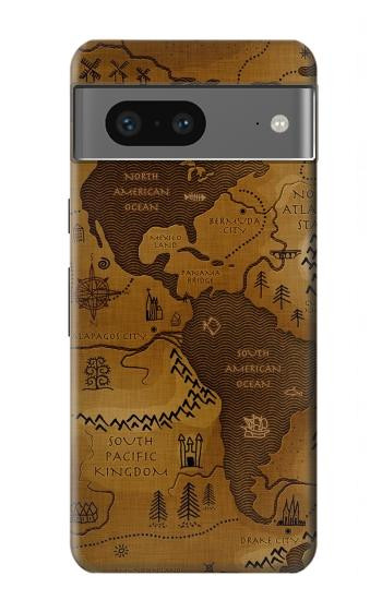 W2861 Antique World Map Case Cover Custodia e Flip Case per Google Pixel 7a