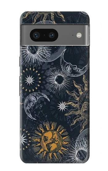 W3702 Moon and Sun Case Cover Custodia e Flip Case per Google Pixel 7a