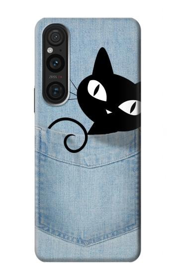 W2641 Pocket Black Cat Case Cover Custodia e Flip Case per Sony Xperia 1 V