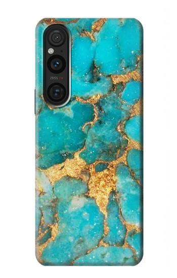 W2906 Aqua Turquoise Stone Case Cover Custodia e Flip Case per Sony Xperia 1 V