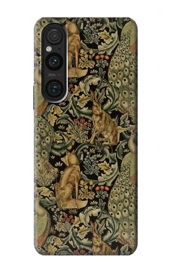W3661 William Morris Forest Velvet Case Cover Custodia e Flip Case per Sony Xperia 1 V