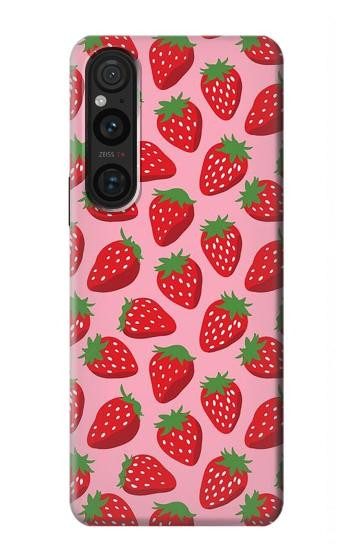 W3719 Strawberry Pattern Case Cover Custodia e Flip Case per Sony Xperia 1 V