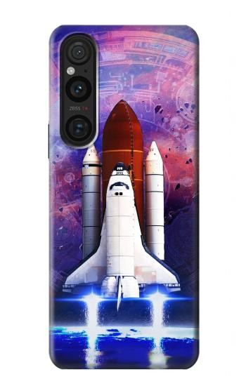 W3913 Colorful Nebula Space Shuttle Case Cover Custodia e Flip Case per Sony Xperia 1 V