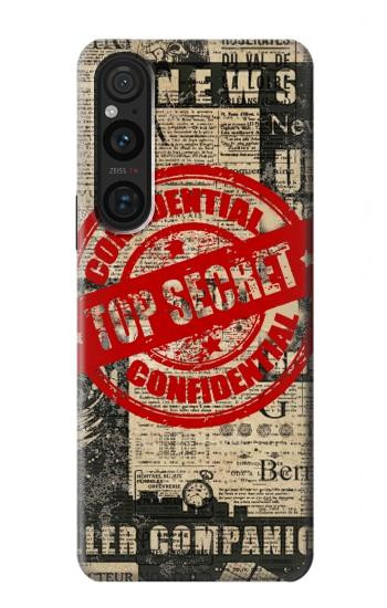 W3937 Text Top Secret Art Vintage Case Cover Custodia e Flip Case per Sony Xperia 1 V