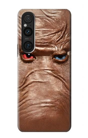 W3940 Leather Mad Face Graphic Paint Case Cover Custodia e Flip Case per Sony Xperia 1 V