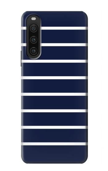 W2767 Navy White Striped Case Cover Custodia e Flip Case per Sony Xperia 10 V