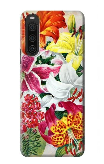 W3205 Retro Art Flowers Case Cover Custodia e Flip Case per Sony Xperia 10 V
