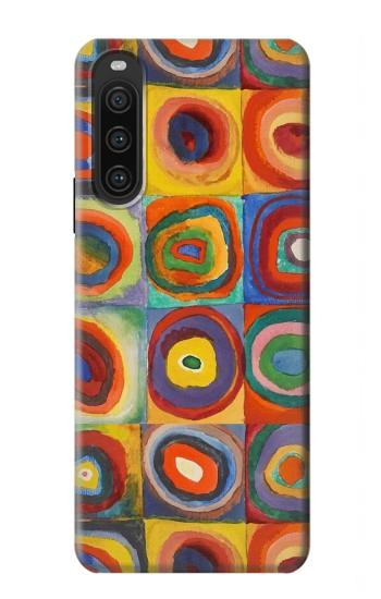 W3409 Squares Concentric Circles Case Cover Custodia e Flip Case per Sony Xperia 10 V