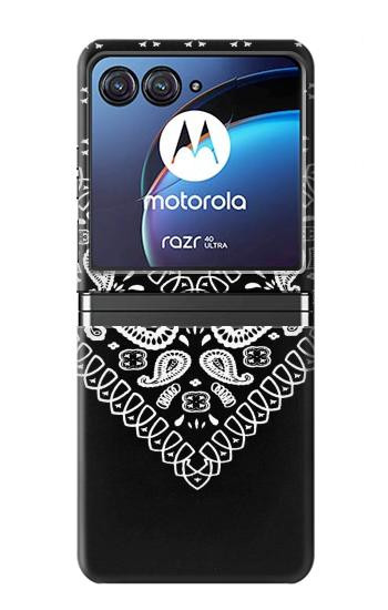 W3363 Bandana Black Pattern Case Cover Custodia e Flip Case per Motorola Razr 40 Ultra