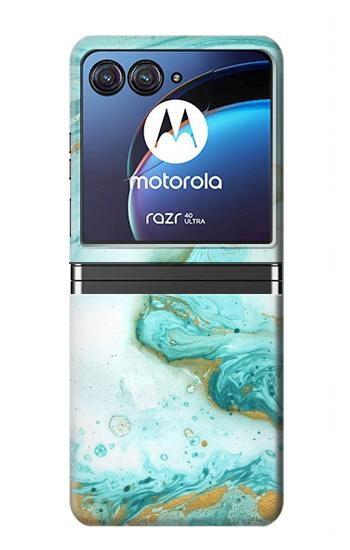 W3399 Green Marble Graphic Print Case Cover Custodia e Flip Case per Motorola Razr 40 Ultra