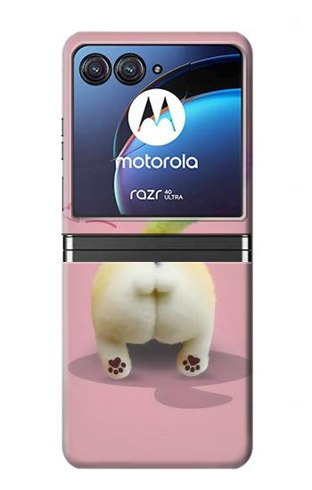 W3923 Cat Bottom Rainbow Tail Case Cover Custodia e Flip Case per Motorola Razr 40 Ultra