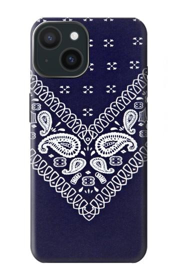 W3357 Navy Blue Bandana Pattern Case Cover Custodia e Flip Case per iPhone 15