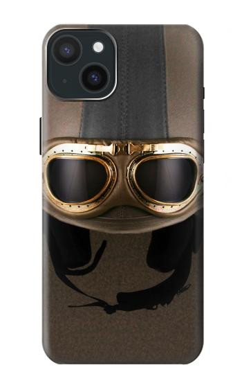 W2645 Vintage Brown Goggles Motorcycle Helmet Case Cover Custodia e Flip Case per iPhone 15 Plus