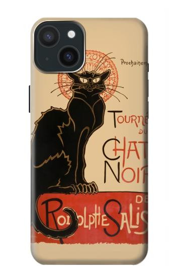 W2739 Chat Noir Black Cat Vintage Case Cover Custodia e Flip Case per iPhone 15 Plus