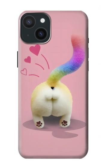 W3923 Cat Bottom Rainbow Tail Case Cover Custodia e Flip Case per iPhone 15 Plus