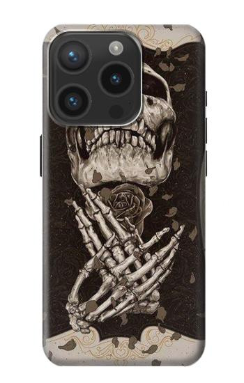 W1676 Skull Rose Case Cover Custodia e Flip Case per iPhone 15 Pro