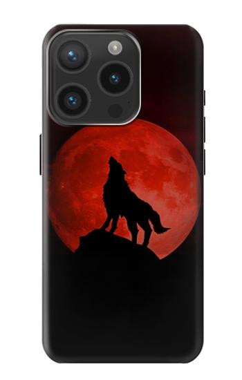 W2955 Wolf Howling Red Moon Case Cover Custodia e Flip Case per iPhone 15 Pro