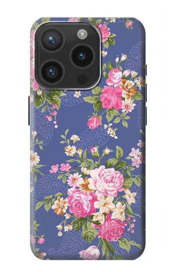W3265 Vintage Flower Pattern Case Cover Custodia e Flip Case per iPhone 15 Pro