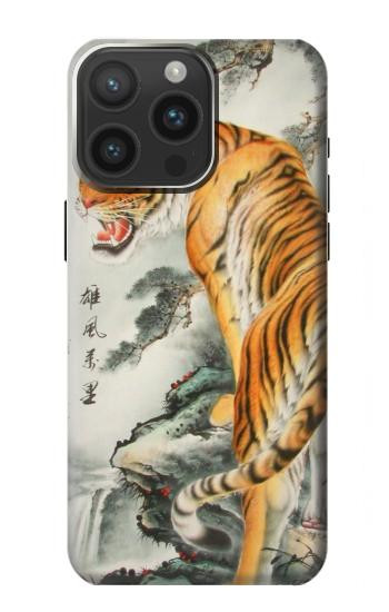 W1934 Chinese Tiger Painting Case Cover Custodia e Flip Case per iPhone 15 Pro Max