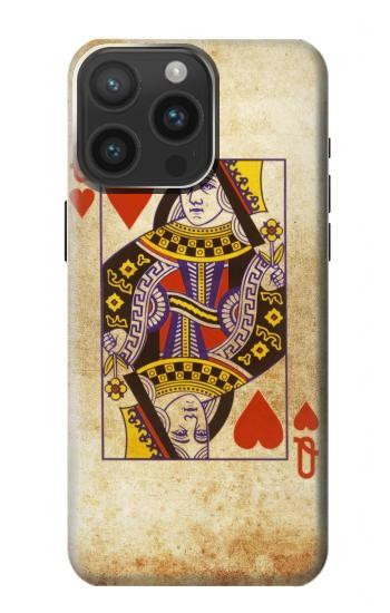 W2833 Poker Card Queen Hearts Case Cover Custodia e Flip Case per iPhone 15 Pro Max