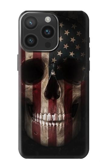 W3850 American Flag Skull Case Cover Custodia e Flip Case per iPhone 15 Pro Max