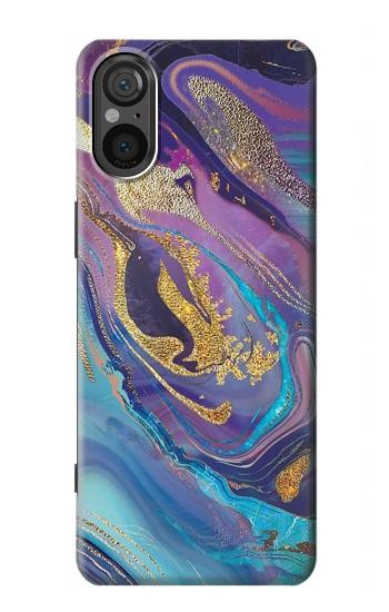 W3676 Colorful Abstract Marble Stone Case Cover Custodia e Flip Case per Sony Xperia 5 V