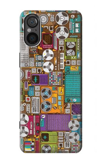W3879 Retro Music Doodle Case Cover Custodia e Flip Case per Sony Xperia 5 V