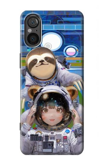 W3915 Raccoon Girl Baby Sloth Astronaut Suit Case Cover Custodia e Flip Case per Sony Xperia 5 V