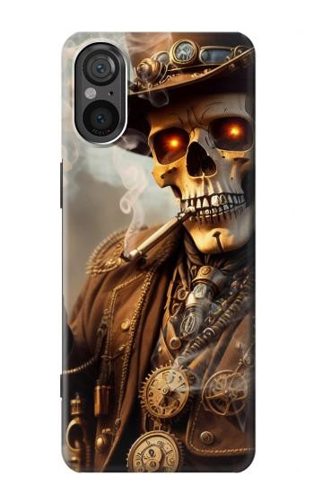 W3949 Steampunk Skull Smoking Case Cover Custodia e Flip Case per Sony Xperia 5 V