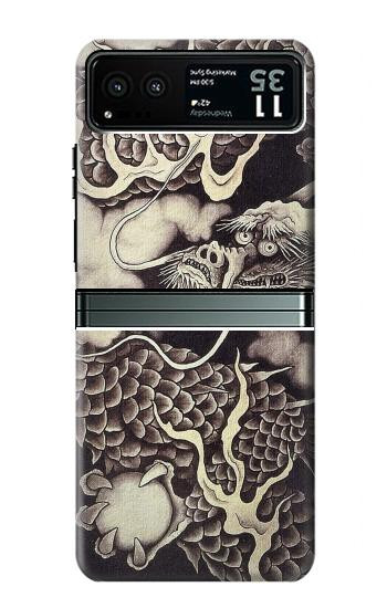 W2719 Japan Painting Dragon Case Cover Custodia e Flip Case per Motorola Razr 40