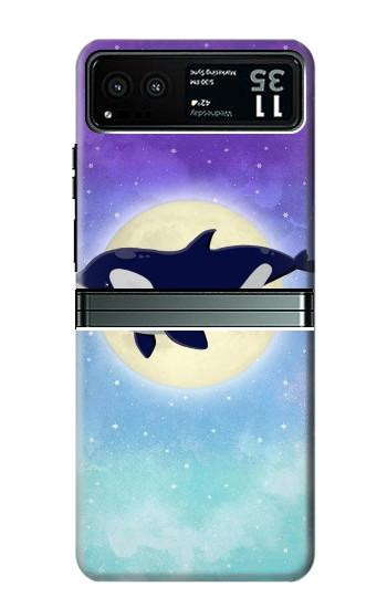 W3807 Killer Whale Orca Moon Pastel Fantasy Case Cover Custodia e Flip Case per Motorola Razr 40